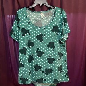 LuLaRoe Teal Minnie Mouse Short Sleeve Top